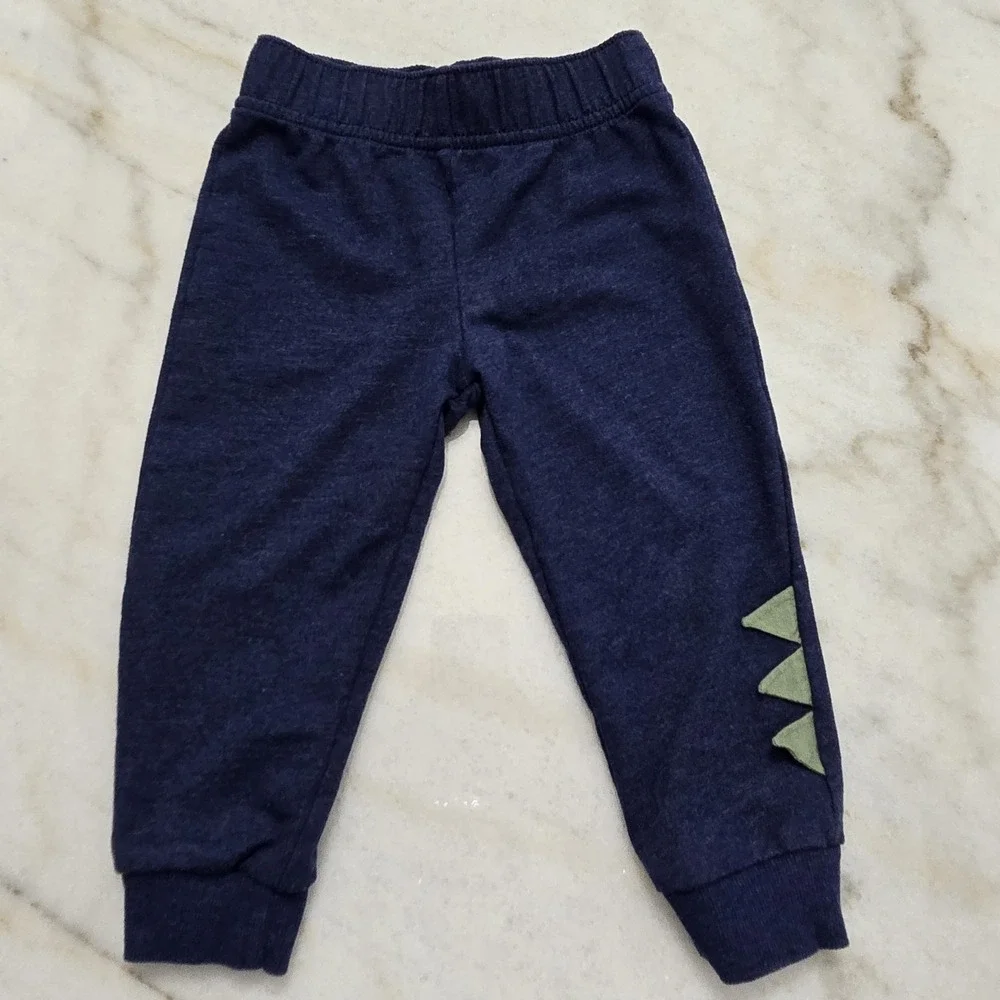 Carter's‎ Boys 2T Jogger Set 'Dino Crew' T-Rex Dinosaur Hooded Green Navy Blue